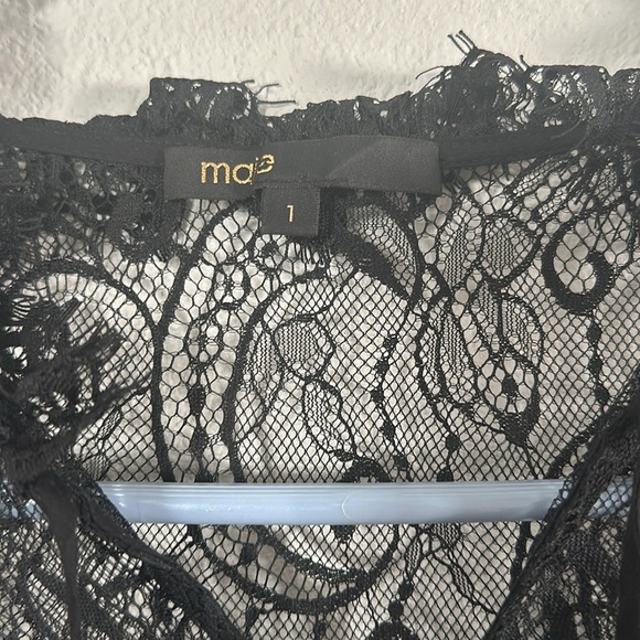 Maje Rockette Black Lace embroidered Peasant Shirt- EU size 1 1(US- S) - Picture 5 of 14